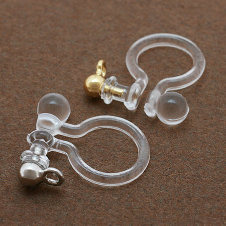 Non-piercing earrings with resin rings, clear/G