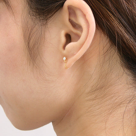 ノンホールピアス 石カン付 ゴールド