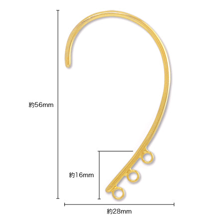 イヤーフック 3カン付 ロジウムカラー