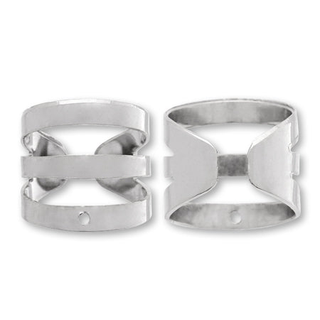 Ear cuff with slit, 1 hole, rhodium color