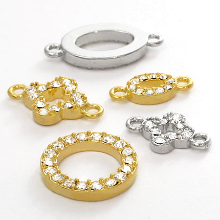 ジョイントパーツ石付 オーバル クリスタル/G