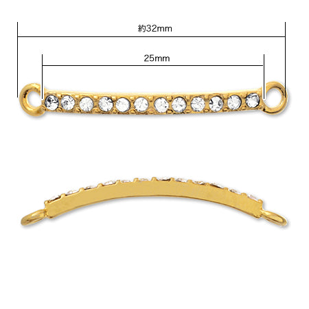 ジョイントパーツ石付 カーブ クリスタル/G