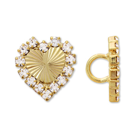 ボタン ウェーブカット ハート クリスタル/G【アウトレット】