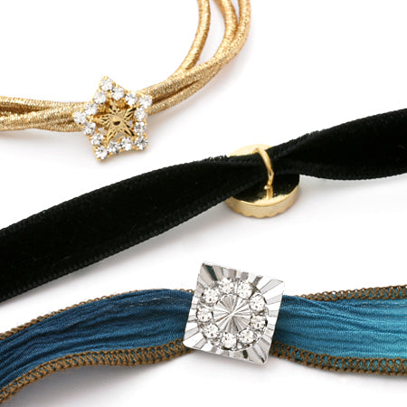 ボタン ウェーブカット トライアングル クリスタル/G【アウトレット】