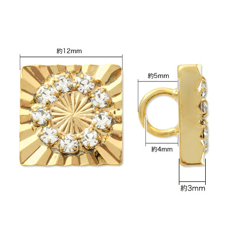 ボタン ウェーブカット スクエア クリスタル/G【アウトレット】