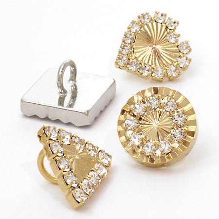 ボタン ウェーブカット スクエア クリスタル/G【アウトレット】