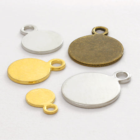 Metal parts with 1 round plate, rhodium color