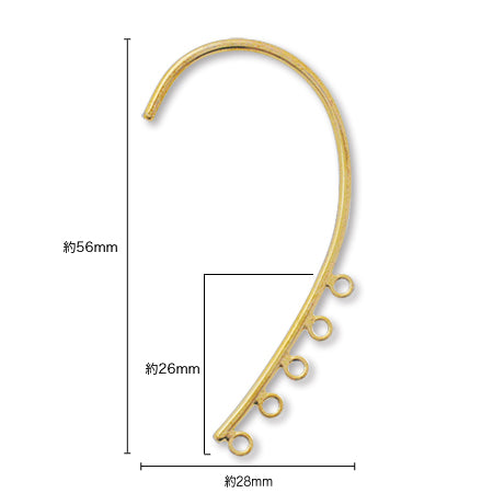イヤーフック 5カン付 ロジウムカラー
