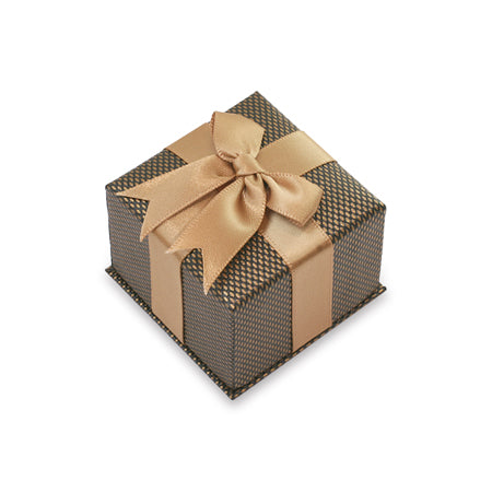 ギフトボックス リボン付 リングピアス 茶