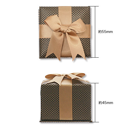 ギフトボックス リボン付 リングピアス 茶