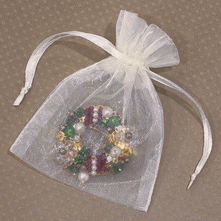 Organdy bag square flat silver