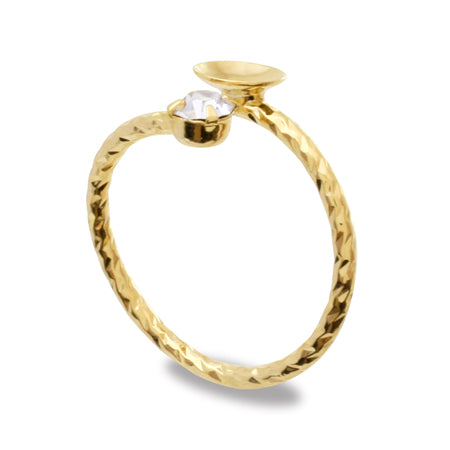 Fork ring stand with bowl on one side, gold