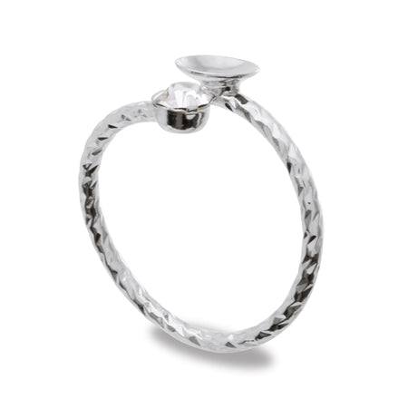 Fork ring stand with bowl on one side, rhodium color