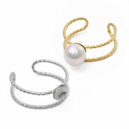 Ring stand with double bowl, rhodium color