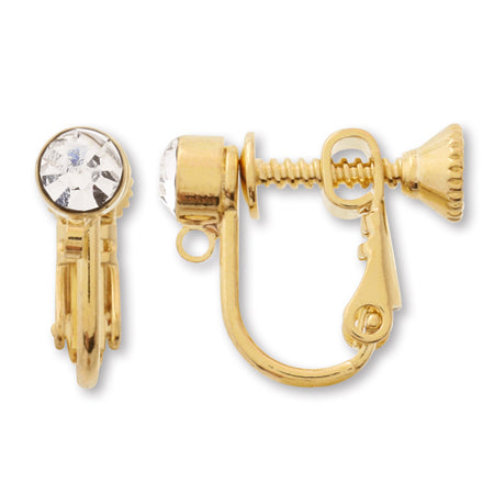 イヤリング ネジバネ石付 クリスタル/G