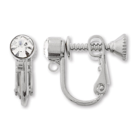 イヤリング ネジバネ石付 クリスタル/RC