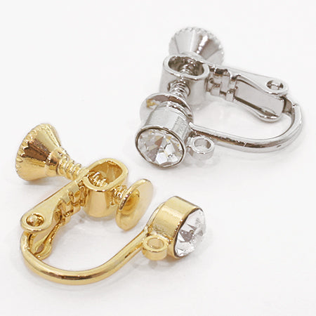 イヤリング ネジバネ石付 クリスタル/RC