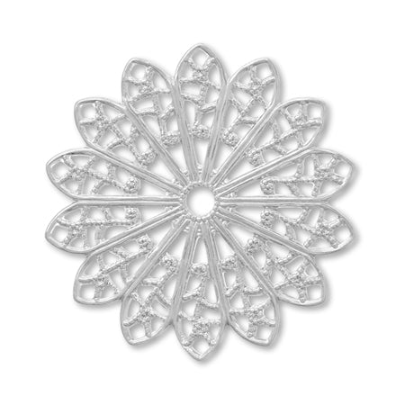 Sukasi parts flower 14 petals approx. 27mm rhodium color
