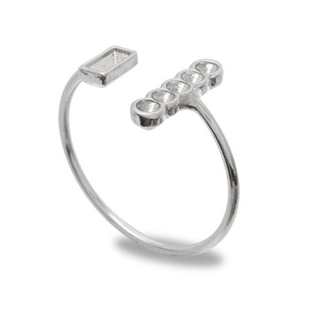 Fork ring stand empty frame No.1 rhodium color