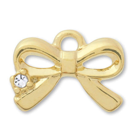 チャーム ラッキーオープンリボン クリスタル/G