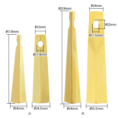 メタルパーツ スティック四角錘横穴 ロジウムカラー