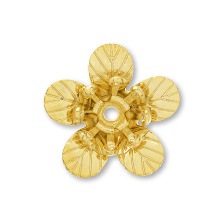 Metal flower, five petals, with core, gold
