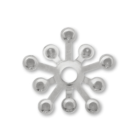 Metal flower core approximately 16mm rhodium color