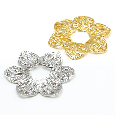 スカシパーツ 花六弁 約23mm ロジウムカラー