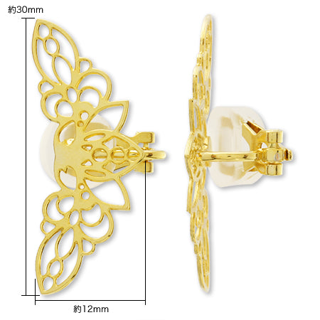 イヤリング 三角バネ式 スカシ付 月 ゴールド