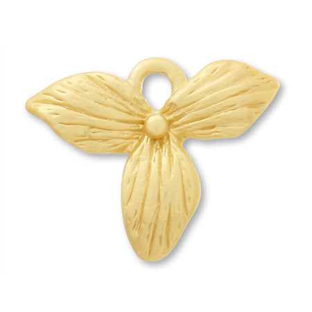 Charm Botanical 3 Petal Flower Matte Gold