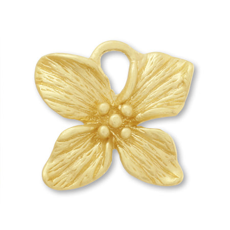 Charm Botanical 4 Petal Flower Matte Gold