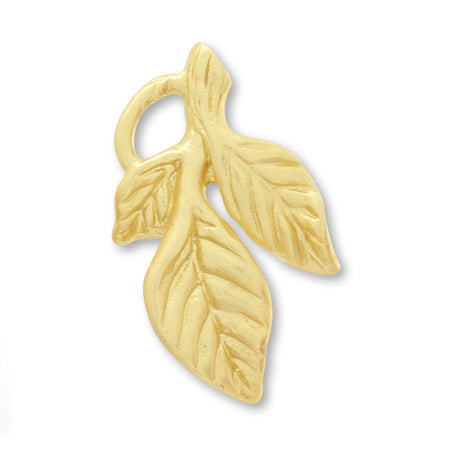 Charm Botanical Leaf 13×7.5mm Matte Gold