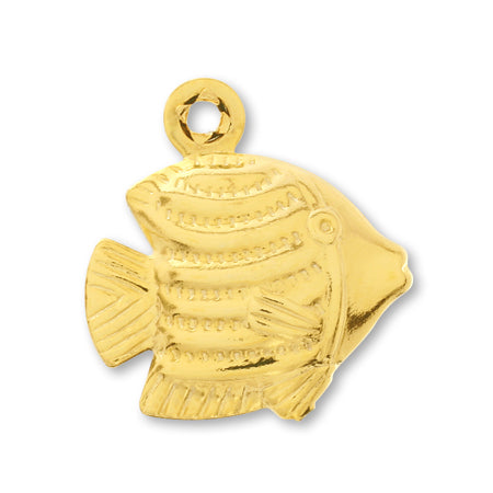 Brass press charm tropical fish gold