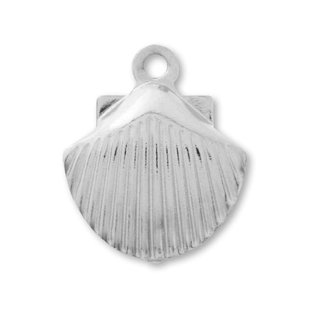 Brass press charm shell 3D 1 rhodium color