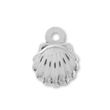 Brass press charm shell 2 rhodium color