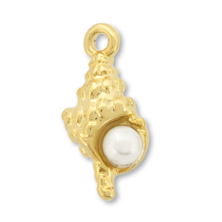 Charm Lucky Spiral Shell White Pearl/G
