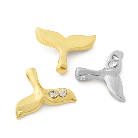 Charm Lucky Whale Tail Side Hole Crystal/RC