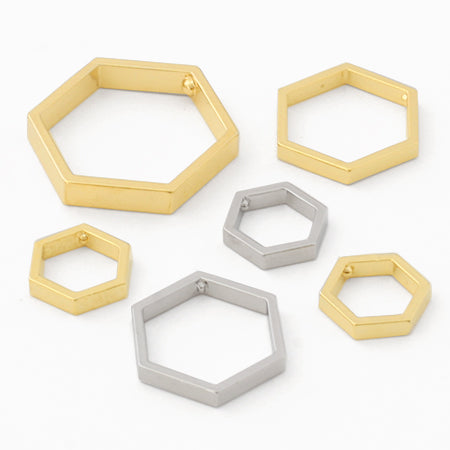 Cast parts frame hexagon rhodium color