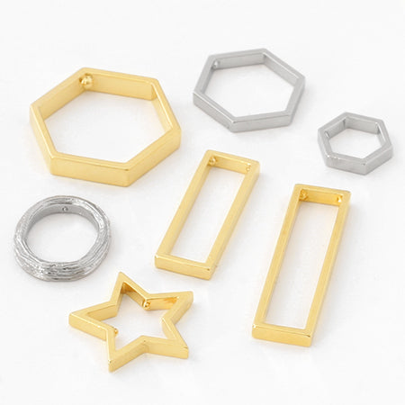 Cast parts frame hexagon rhodium color