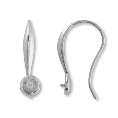 Design earrings with U-shaped core for round balls 6-10mm, rhodium color