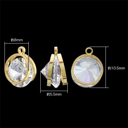 Charm zirconia round-frame gold