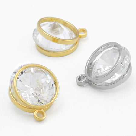 Charm zirconia round-frame gold