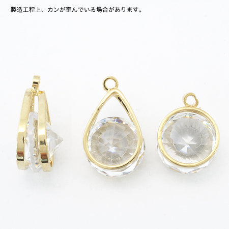チャーム ジルコニア ドロップフレーム ゴールド