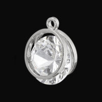 Charm zirconia round frame rhodium color
