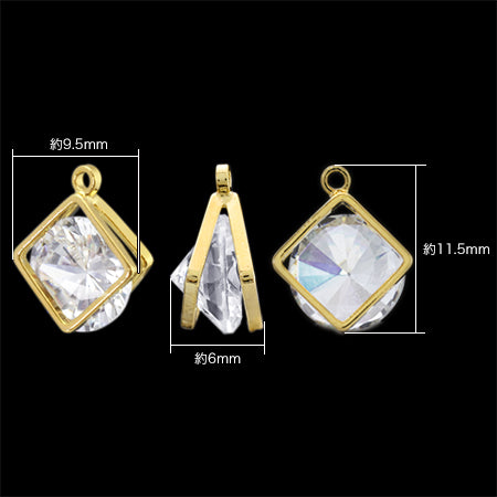 Charm zirconia square frame rhodium color