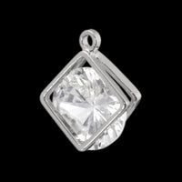 Charm zirconia square frame rhodium color