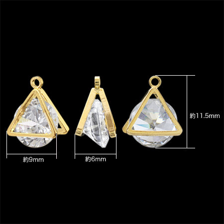 Charm Zirconia Triangle Frame Gold