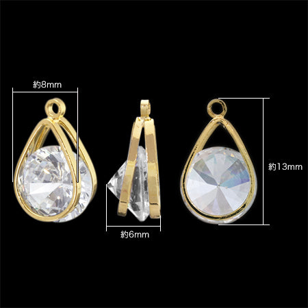 チャーム ジルコニア ドロップフレーム ゴールド