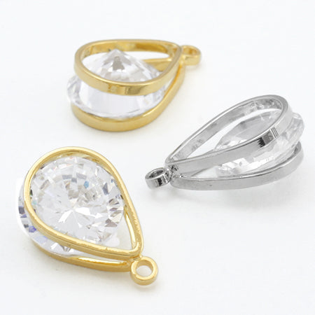 チャーム ジルコニア ドロップフレーム ゴールド