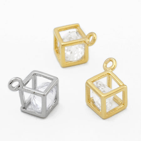 Charm Zirconia Cube Rhodium Color